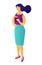 Businesswoman standing with coffee isometric 3D illustration.