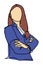 Businesswoman standing with confidence pose. Simple flat color drawing