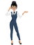Businesswoman standing confident pose presenting isolated