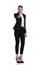 Businesswoman standing and pointing forward happy