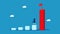 Businesswoman stands and looks at the bar graph that grows continuously and rapidly.