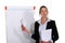 Businesswoman stood by flip chart