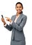 Businesswoman Text Messaging On Smart Phone