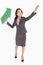 Businesswoman throwing an arrow upwards