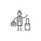 Businesswoman, trip, suitcase icon. Element of people in travel line icon. Thin line icon for website design and development, app