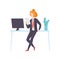 Businesswoman Wearing Black Suit Working in Office, Business Employee Character at Work Vector Illustration