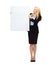 Businesswoman with white blank board