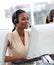 Businesswoman working in a call center