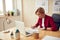 Businesswoman Working Office. Positive Lady Examining Documents