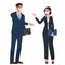 Businesswomen and businessman rejoice at success. Vector illustration.
