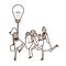 Businesswomen with rocket and light bulb character