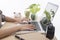 Businesswomen typing on computer laptop keyboard