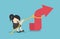 Businesswomen is using a rope to pull the arrow graph. concept business vector cartoon