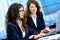 Businesswomen working on computer