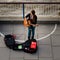 Busker street singer in London South Bank.