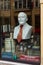 Bust of Lenin and antiques curio in shop window. Poznan. Poland