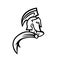 Bust of Trojan Warrior Side View Mascot Black and White