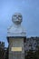 Bust of Vladimir Lenin on the background of mount Cat in the village of Simeiz, Crimea. The inscription in Russian LENIN