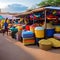 A bustling African market with vibrant fabrics and handcrafted wares4, Generative AI