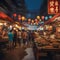 A bustling Asian night market with vibrant street food stalls2