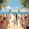 Bustling Beach Wedding Scene