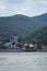 Bustling cityscape with the iconic clock tower in Visegrad, Hungary