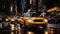 Bustling downtown new york city street scene with yellow cabs in motion blur 16k super quality
