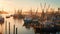 Bustling Harbor at Sunrise