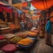 A bustling marketplace in a foreign land, with colorful fabrics and exotic goods, offering a glimpse into a vibrant culture1