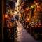 Bustling Souk in Marrakesh with Moroccan Lantern