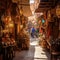 Bustling Souk in Marrakesh with Moroccan Lantern