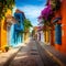 Bustling Street in Cartagena, Colombia