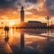 Bustling Street with Moorish Architecture in Casablanca