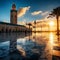 Bustling Street with Moorish Architecture in Casablanca