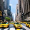 A bustling street in New York City with iconic yellow taxis and skyscrapers5, Generative AI
