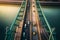 Bustling traffic on Elisabeth Bridge in Budapest, Hungary, through an aerial view. The vibrant energy of the city and the vehicles