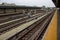 Bustling train station with a set of railroad tracks in New York, United States