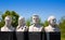 Busts of four statesmen carved statues on Houston