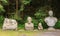 The busts of Marx, Engels, Lenin, Stalin. Grutas Park. Lithuania
