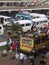 Busy African bus station in Kumasi, Ghana