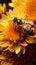 Busy bees harvest sunflower nectar, enveloped in golden pollen a vibrant synergy