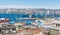 The busy cargo seaport in South America in Valparaiso, Chile. It