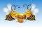 Busy Cartoon Bees With Honey