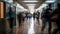 Busy commuters leaving underground station, vanishing point of city life generated by AI