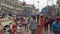 Busy crowded street in Varanasi, India. Steadicam shot