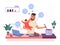 Busy father. Multitasking super dad cooking, lonely daddy with baby, caring husband, vector illustration