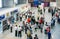 Busy international arrivals hall at Galeao Rio de Janeiro International Airport, Brazil