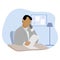 Busy Man at Workplace Flat Vector Illustration. Office Worker Talking on Phone Cartoon Character. Secretary, Personal Assistant,