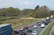 Busy motorway, empty railway, rural Lancashire