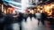 Busy pedestrian street with people motion blur view , concept of Urban hustle, created with Generative AI technology